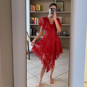 Red V Cut NastyGal Dress (XS)